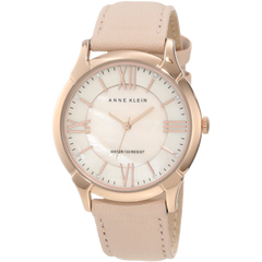 Anne Klein Women's AK 1010RGLP Rose Gold Tone Watch with Swarovski Crystals and Leather Band