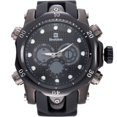 Bestdon Swiss Men's Sports Watches Quartz Analog Six Hands Black