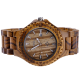 MEKU Handmade Wooden Wrist Watches Quartz with Solid Natural Zebrawood and Date Calendar