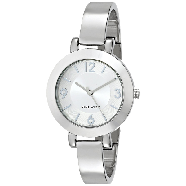 Nine West Women's NW 1631SVSB Silver Tone Sunray Dial and Bangle Watch